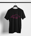 Black tee with pink lazy cat line art and ‘Not Today’
