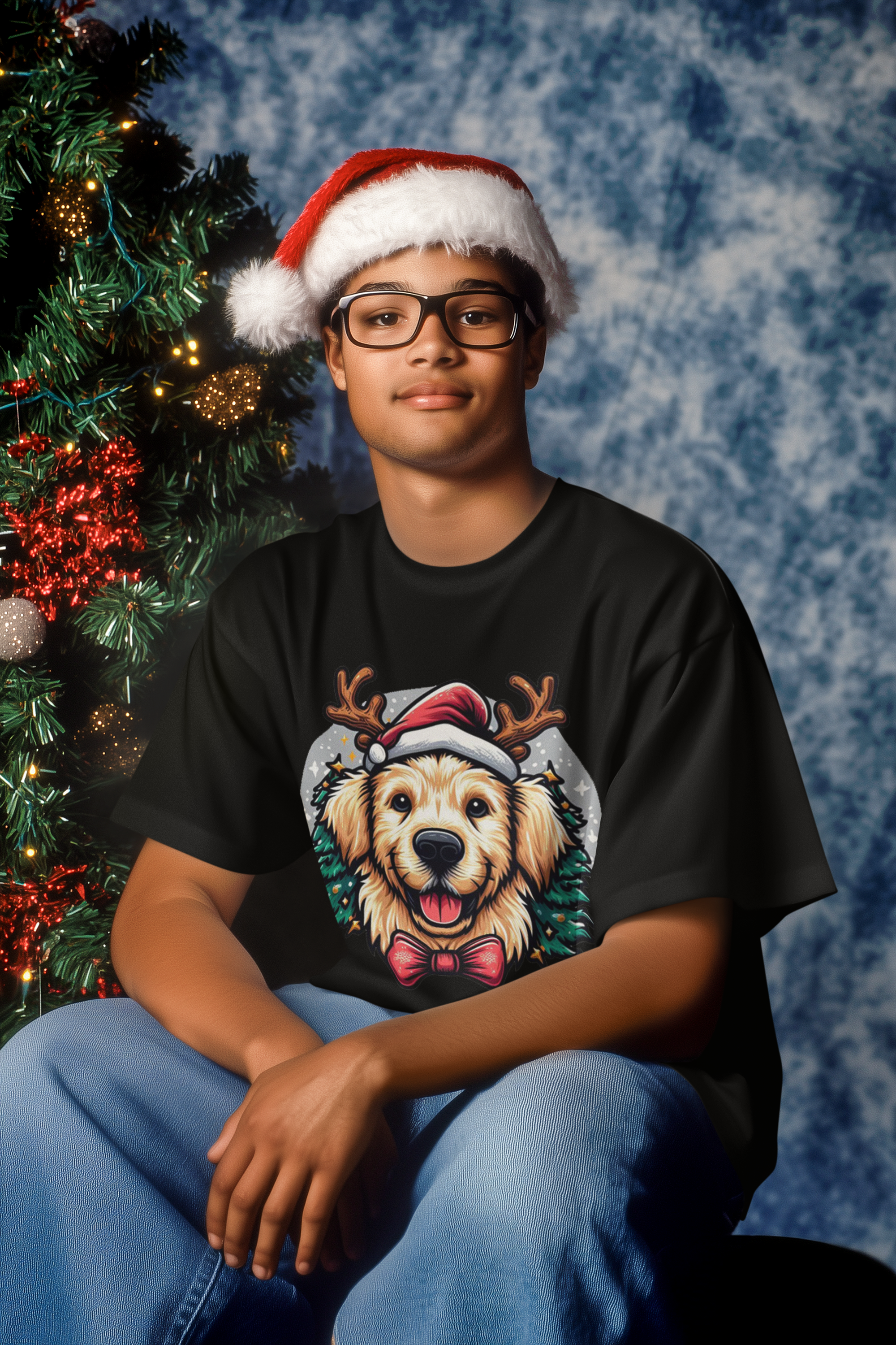 Reindog Golden T-Shirt – Merry Antlers Pup