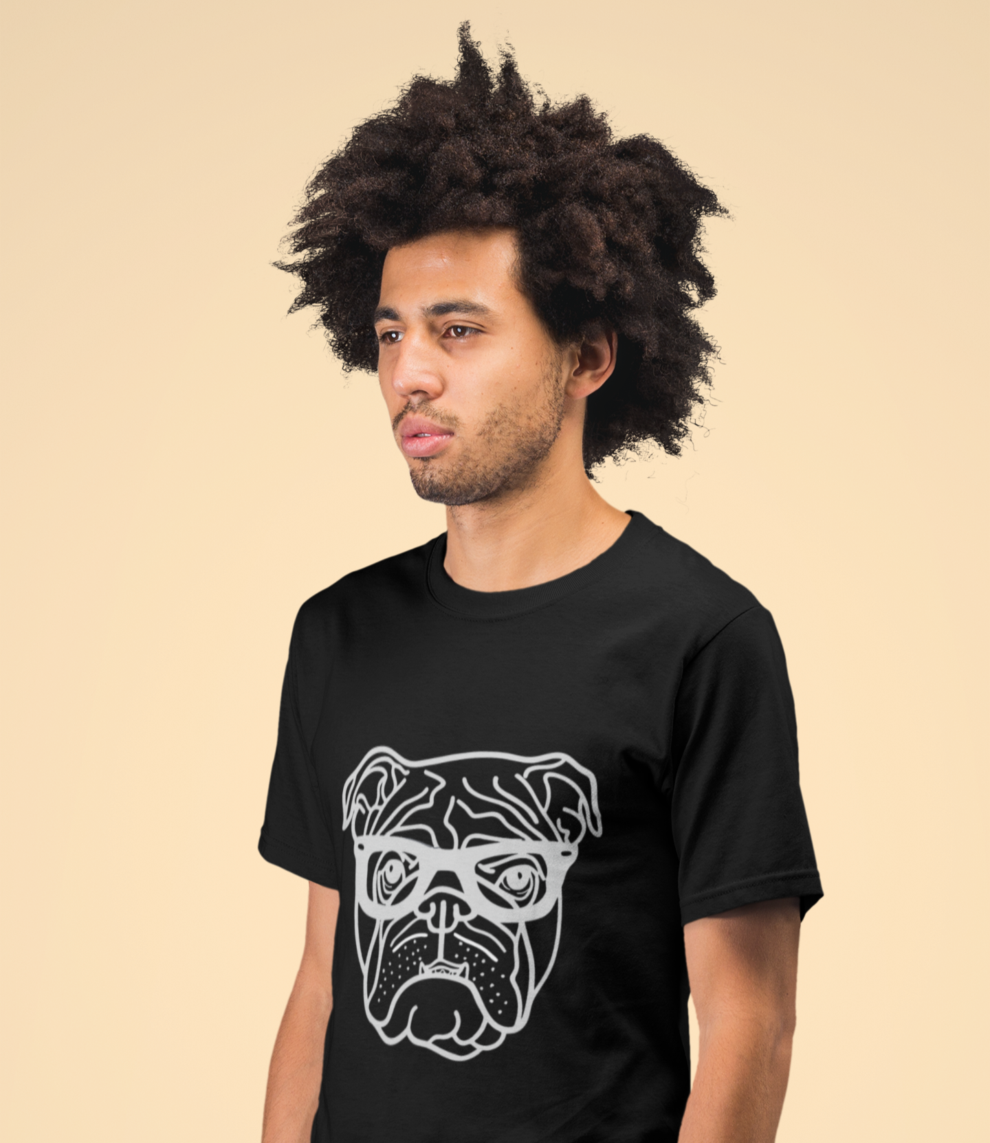 Bulldog with Glasses T-Shirt – Minimal Line Art