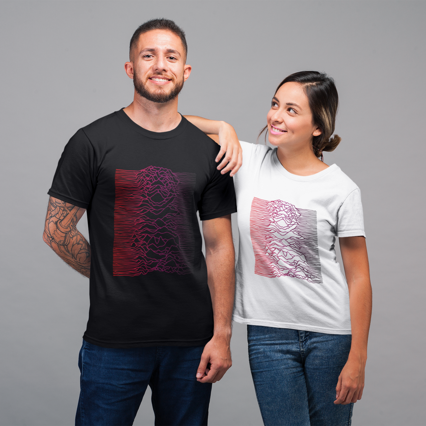 Abstract Colorful Waves Dog T-Shirt – Artistic Silhouette