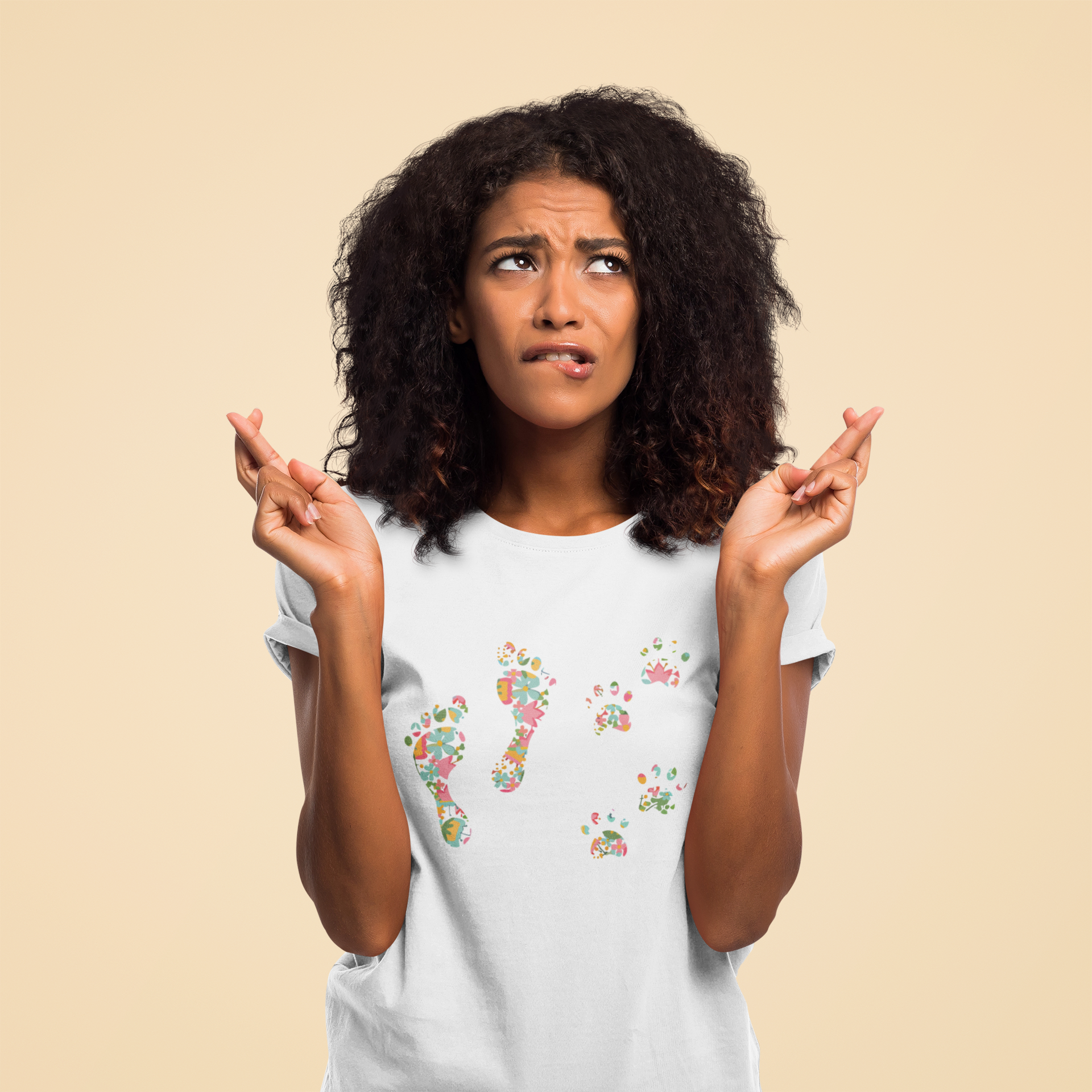 Floral Footprints & Paw Prints T-Shirt – Together Forever
