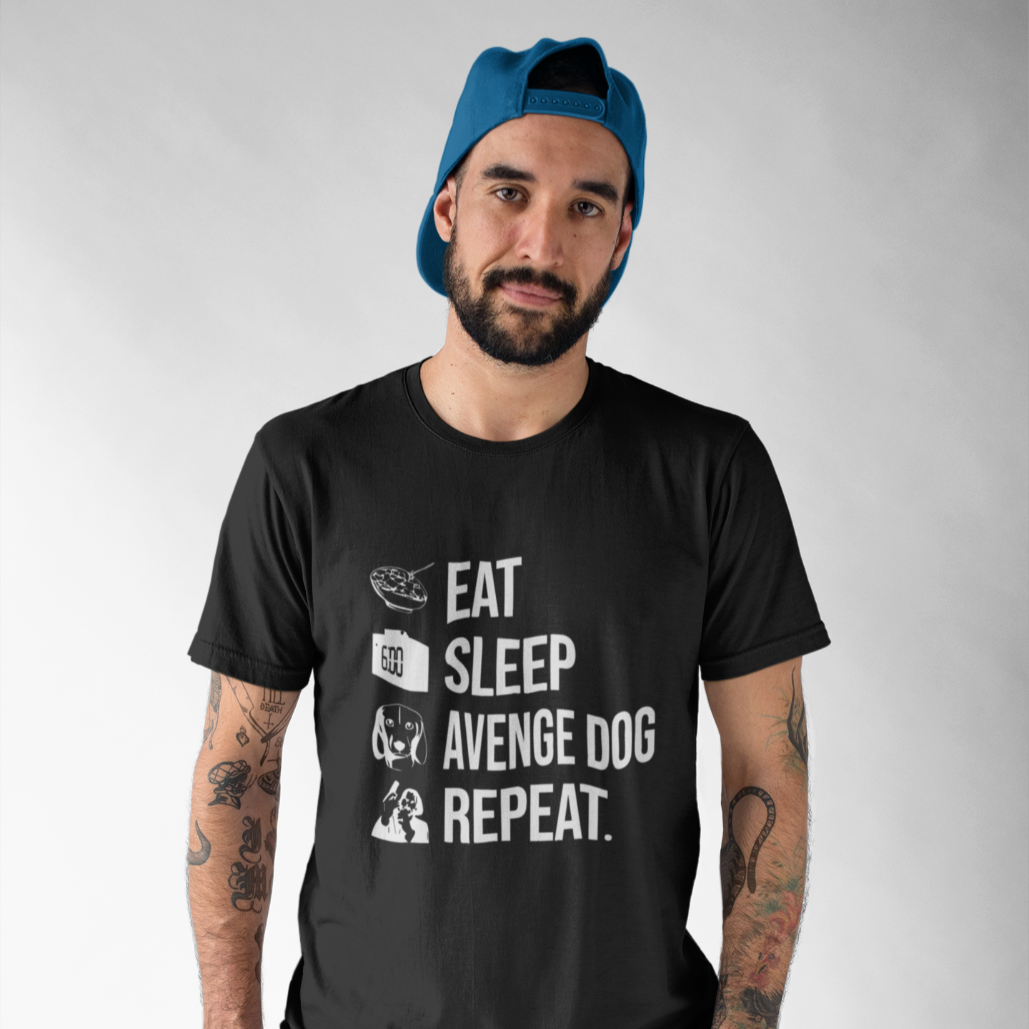 Eat Sleep Avenge Dog Repeat T-Shirt – Dog Owner Routine
