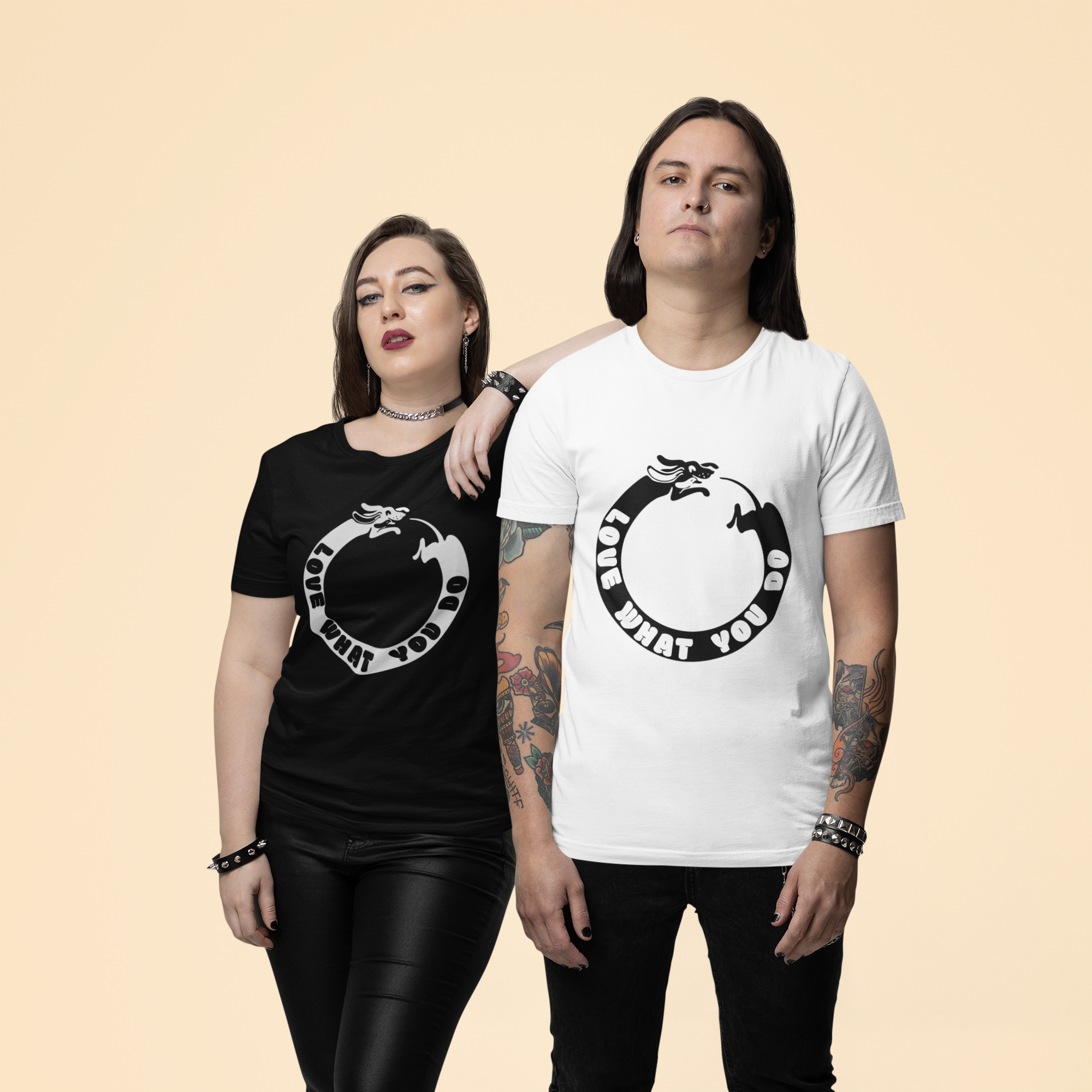Love What You Do Dog T-Shirt – Tail‑Chasing Pup