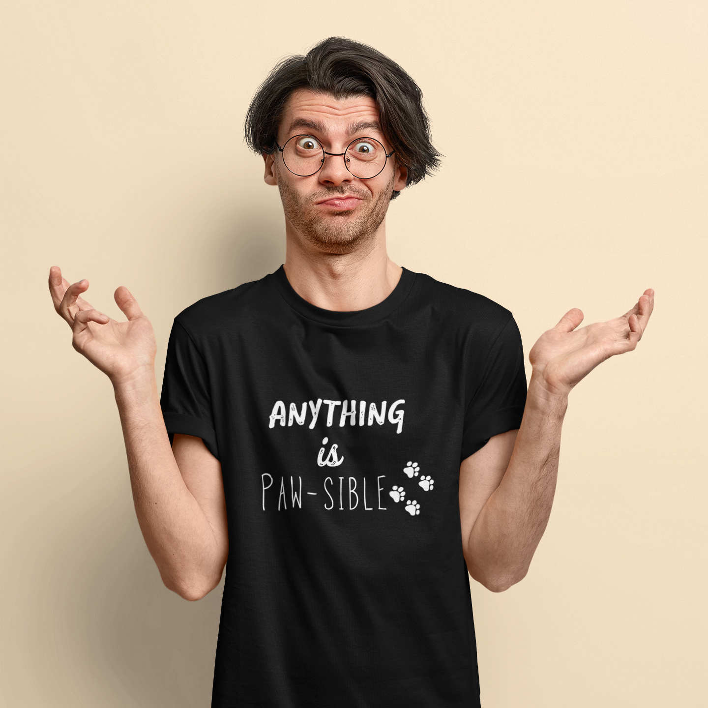 Anything Is Paw‑sible Dog T-Shirt – Positive Quote